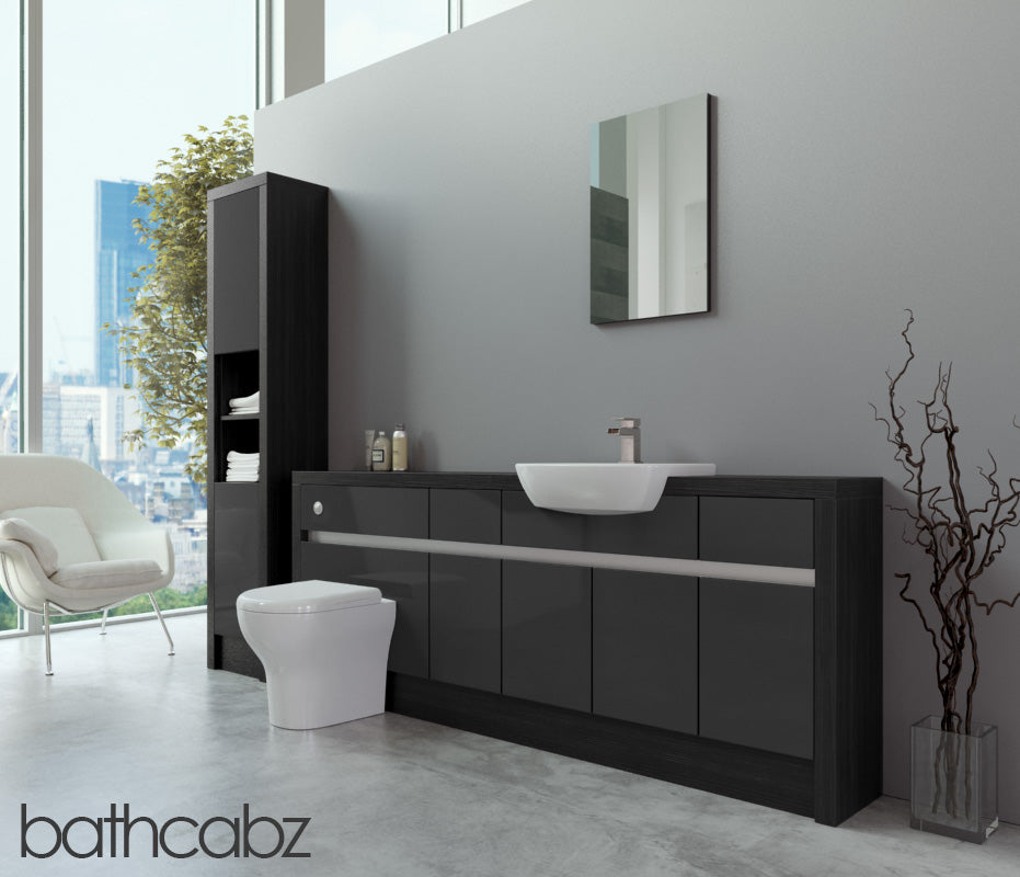 SIDONA HACIENDA BLACK BASE & TALL UNIT BATHROOM FITTED FURNITURE
