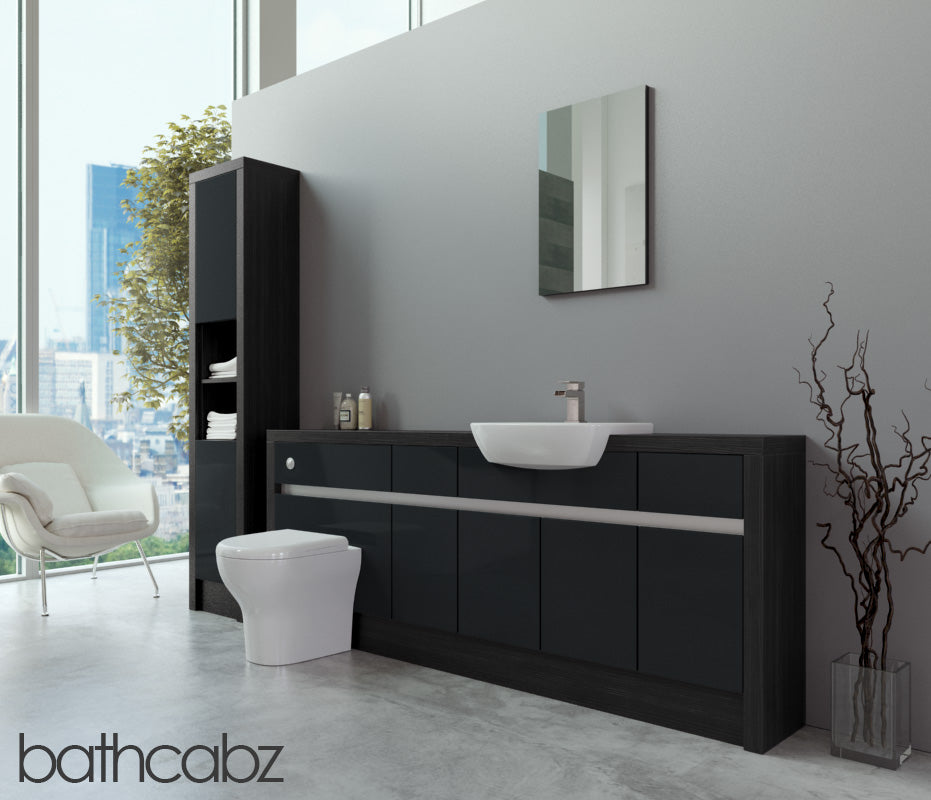 SIDONA HACIENDA BLACK BASE & TALL UNIT BATHROOM FITTED FURNITURE