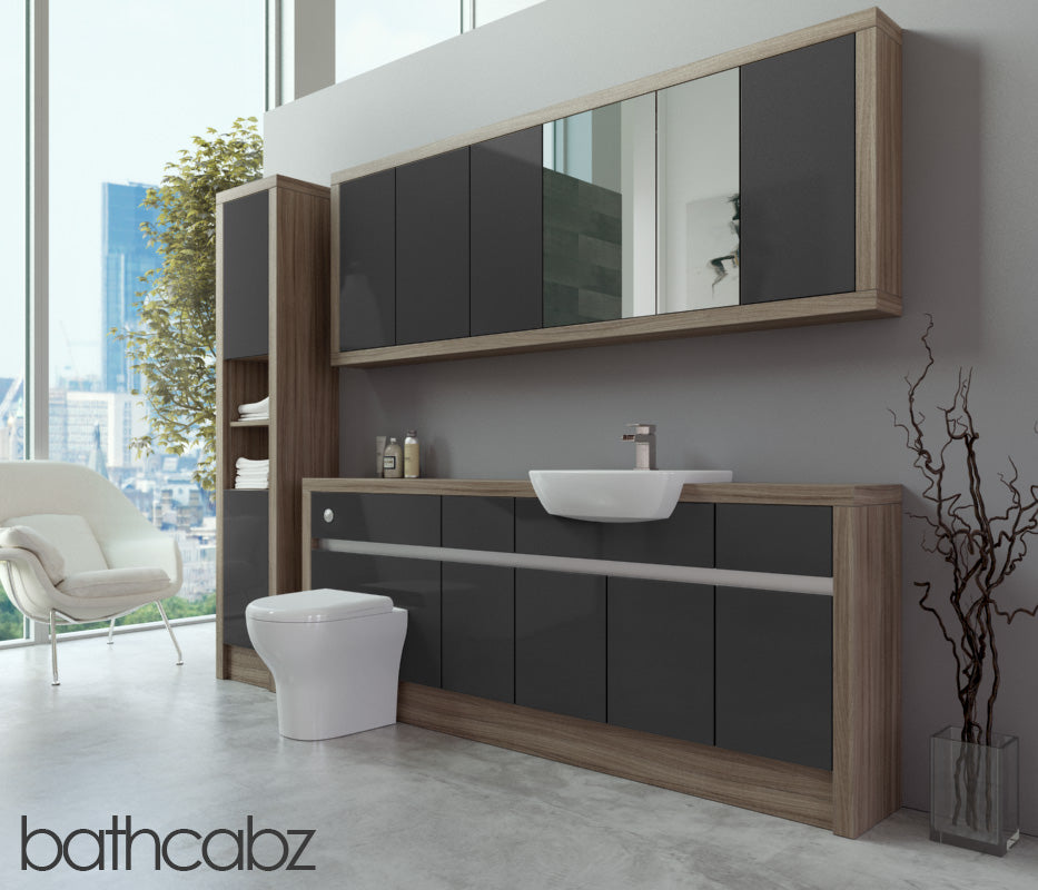 SIDONA DRIFTWOOD BASE, WALL & TALL UNIT BATHROOM FITTED FURNITURE