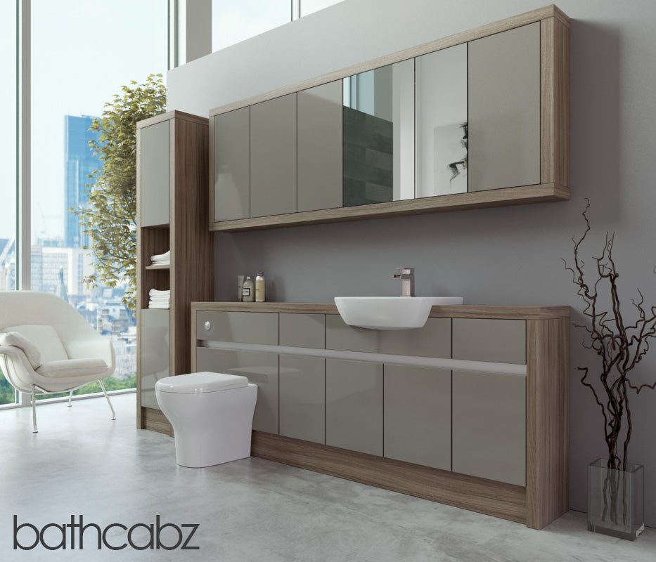 SIDONA DRIFTWOOD BASE, WALL & TALL UNIT BATHROOM FITTED FURNITURE