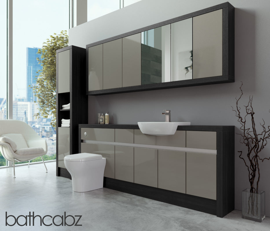 SIDONA HACIENDA BLACK BASE, WALL & TALL UNIT BATHROOM FITTED FURNITURE