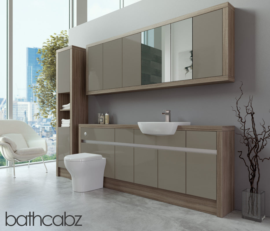SIDONA DRIFTWOOD BASE, WALL & TALL UNIT BATHROOM FITTED FURNITURE