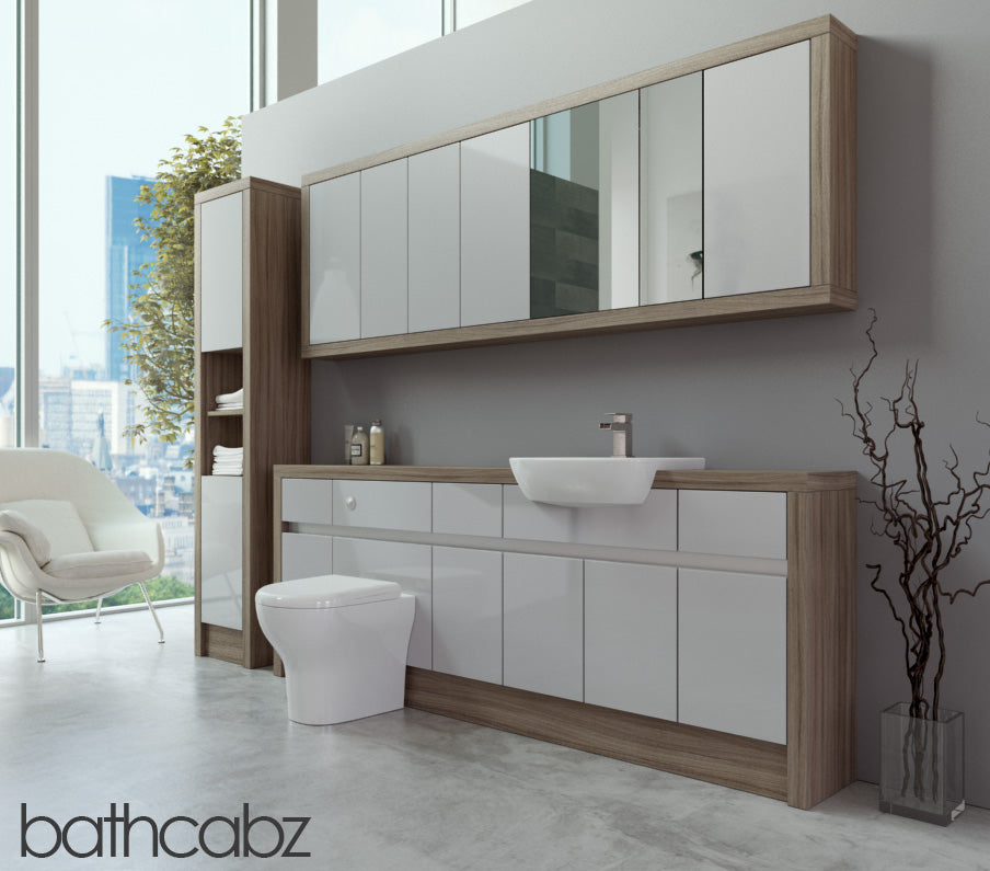 SIDONA DRIFTWOOD BASE, WALL & TALL UNIT BATHROOM FITTED FURNITURE