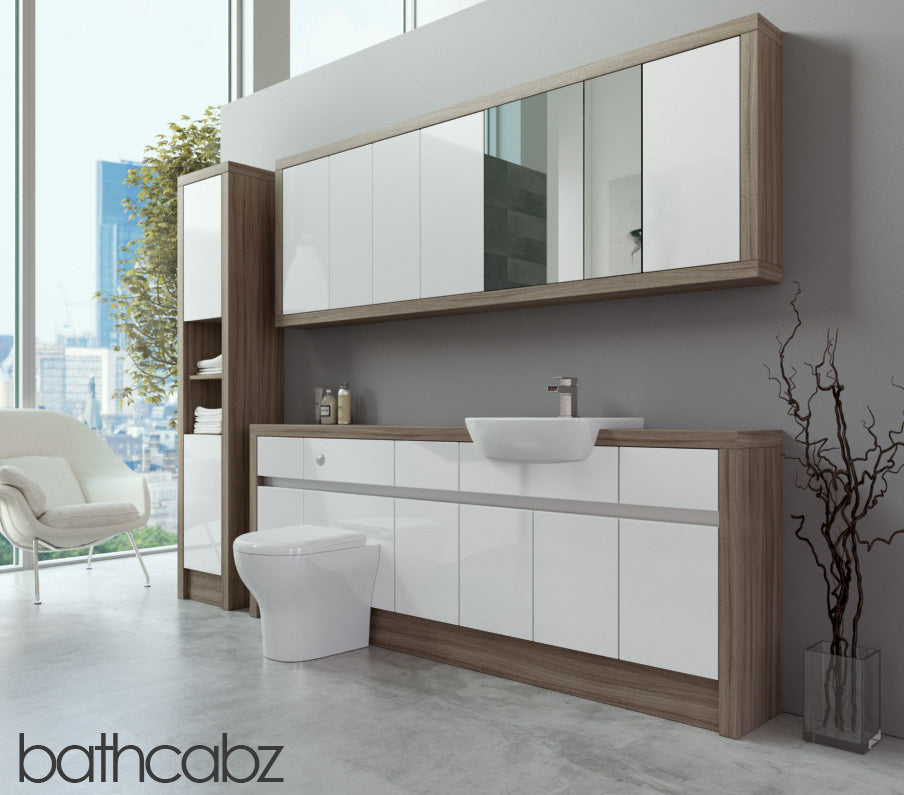 SIDONA DRIFTWOOD BASE, WALL & TALL UNIT BATHROOM FITTED FURNITURE