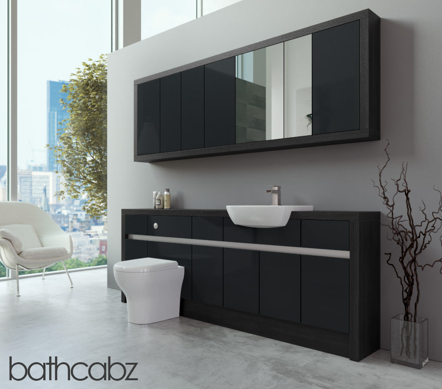 SIDONA HACIENDA BLACK BASE & WALL UNITS BATHROOM FITTED FURNITURE