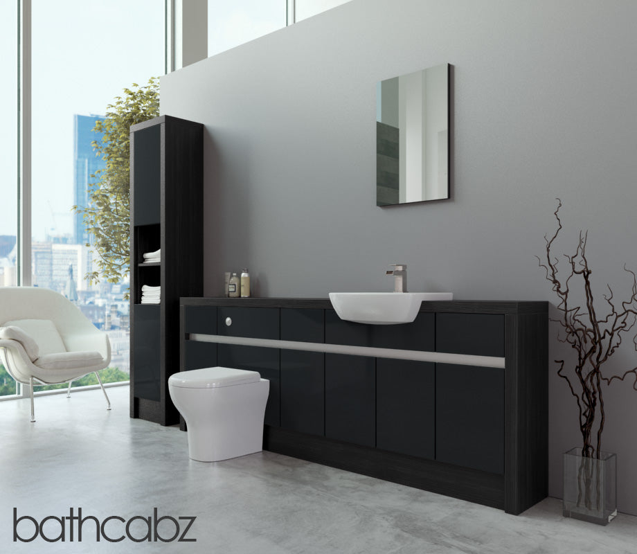 SIDONA HACIENDA BLACK BASE & TALL UNIT BATHROOM FITTED FURNITURE