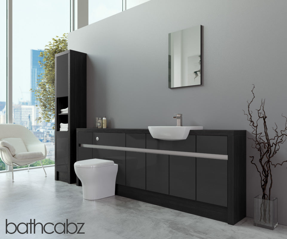 SIDONA HACIENDA BLACK BASE & TALL UNIT BATHROOM FITTED FURNITURE