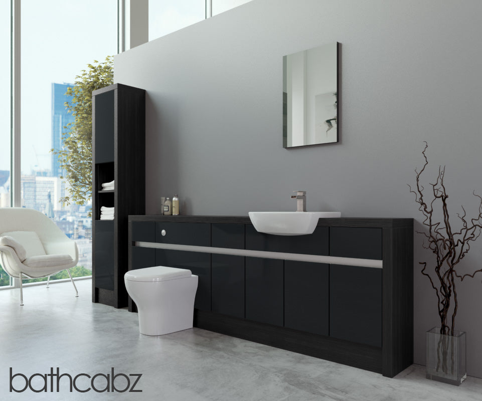 SIDONA HACIENDA BLACK BASE & TALL UNIT BATHROOM FITTED FURNITURE