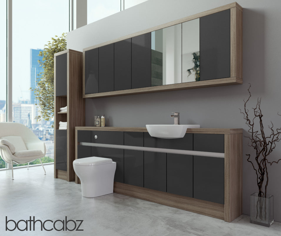 SIDONA DRIFTWOOD BASE, WALL & TALL UNIT BATHROOM FITTED FURNITURE