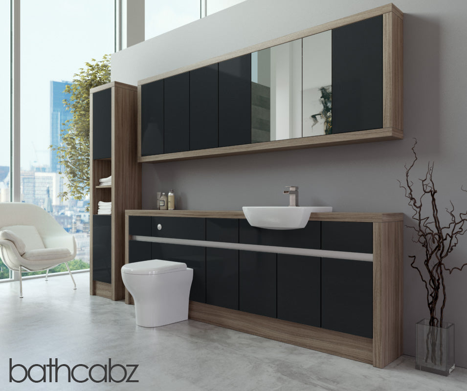 SIDONA DRIFTWOOD BASE, WALL & TALL UNIT BATHROOM FITTED FURNITURE