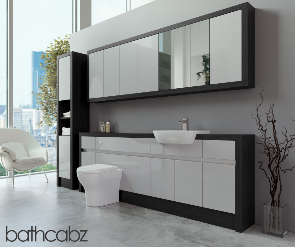 SIDONA HACIENDA BLACK BASE, WALL & TALL UNIT BATHROOM FITTED FURNITURE