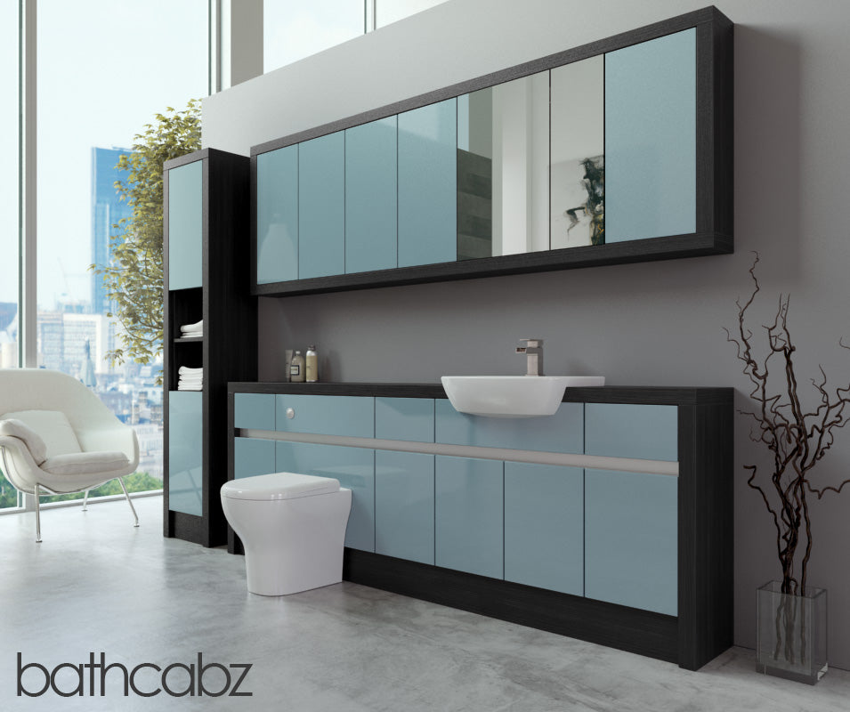 SIDONA HACIENDA BLACK BASE, WALL & TALL UNIT BATHROOM FITTED FURNITURE