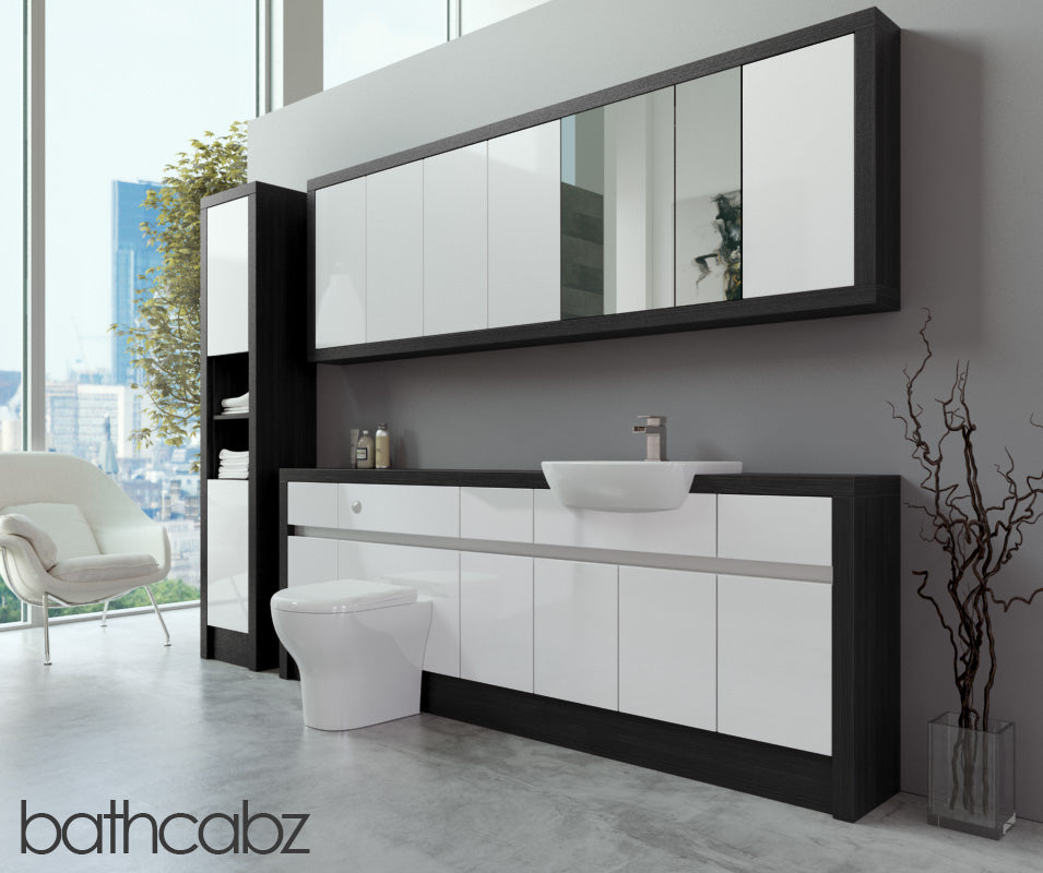 SIDONA HACIENDA BLACK BASE, WALL & TALL UNIT BATHROOM FITTED FURNITURE