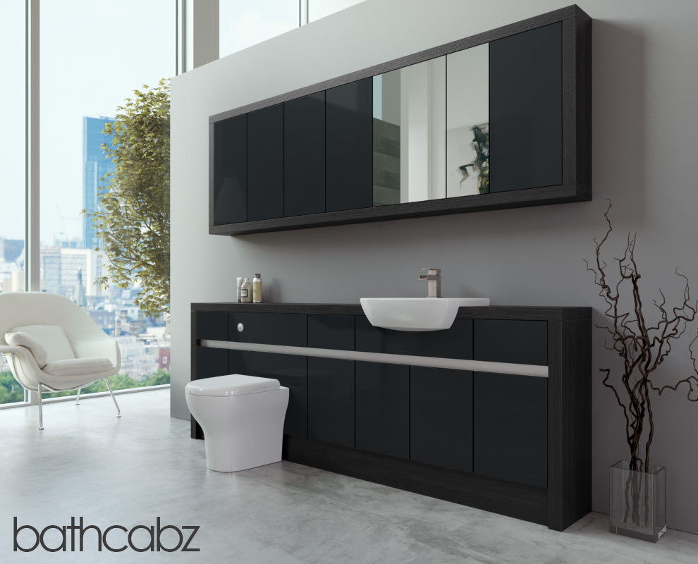 SIDONA HACIENDA BLACK BASE & WALL UNITS BATHROOM FITTED FURNITURE