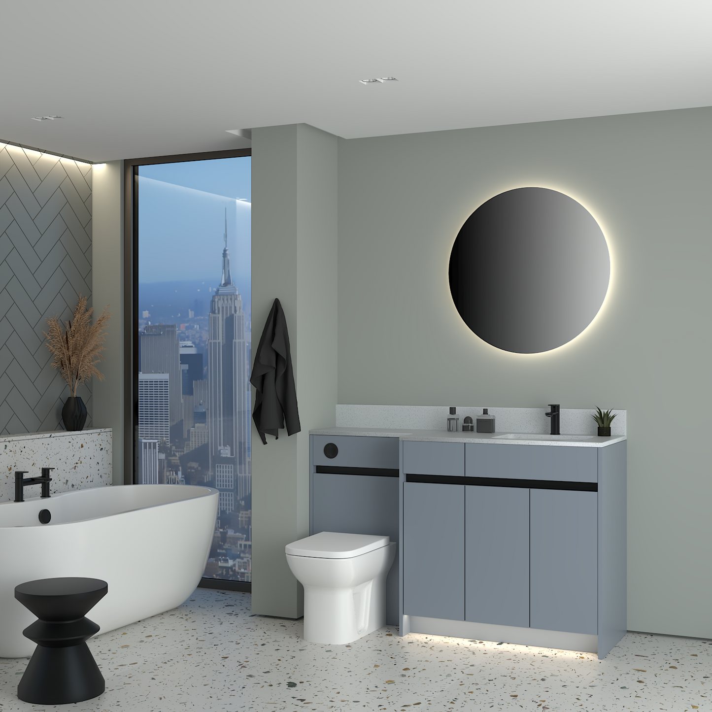 ELANA MATT WITH BLACK PROFILE & TAP BASE UNITS BATHROOM FITTED FURNITURE