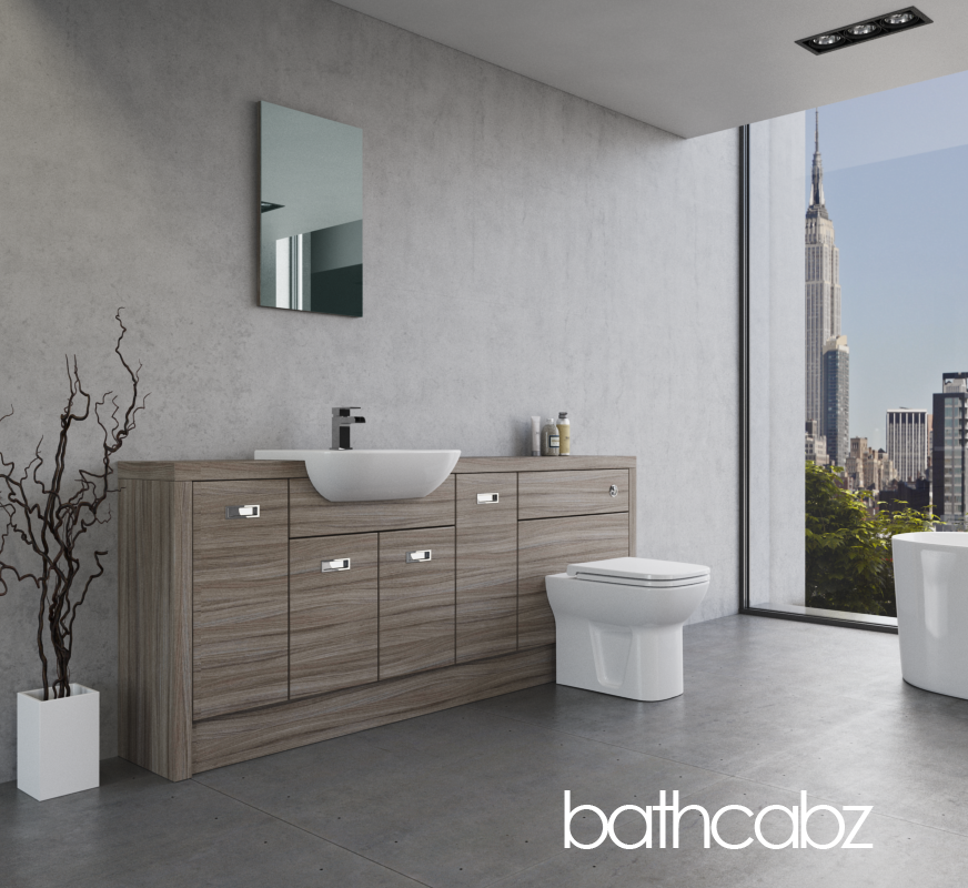 ATHENA DRIFTWOOD BASE UNITS BATHROOM FITTED FURNITURE