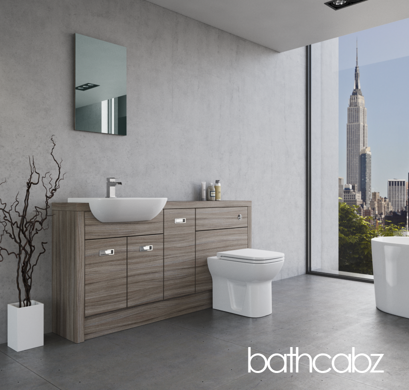 ATHENA DRIFTWOOD BASE UNITS BATHROOM FITTED FURNITURE
