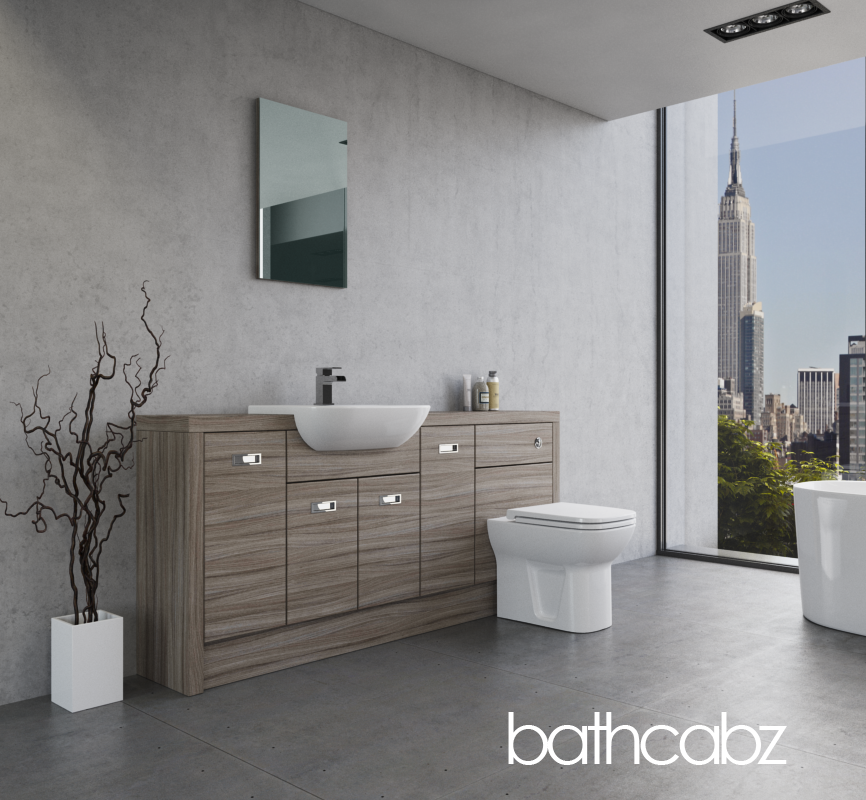 ATHENA DRIFTWOOD BASE UNITS BATHROOM FITTED FURNITURE