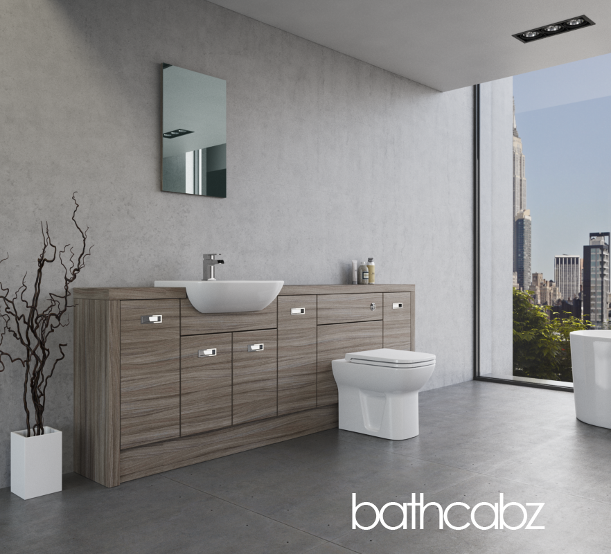 ATHENA DRIFTWOOD BASE UNITS BATHROOM FITTED FURNITURE