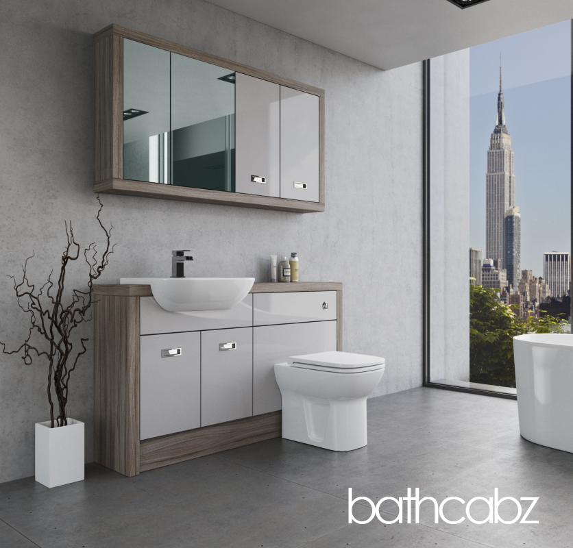 ATHENA DRIFTWOOD BASE & WALL UNITS BATHROOM FITTED FURNITURE