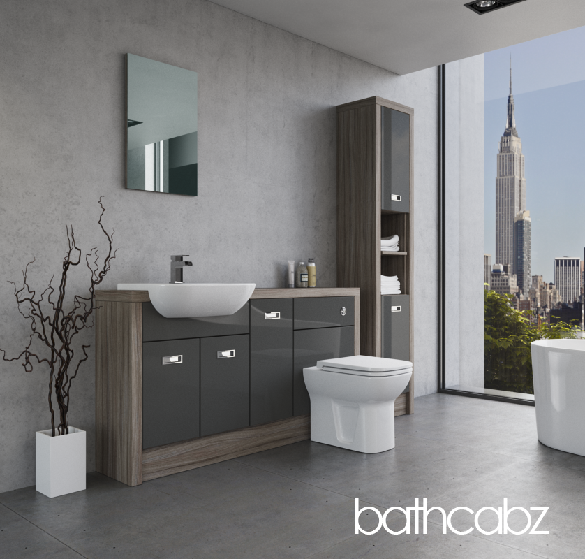 ATHENA DRIFTWOOD BASE & TALL UNIT BATHROOM FITTED FURNITURE