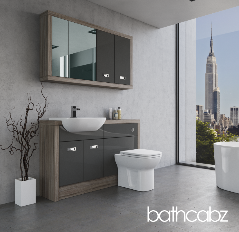 ATHENA DRIFTWOOD BASE & WALL UNITS BATHROOM FITTED FURNITURE