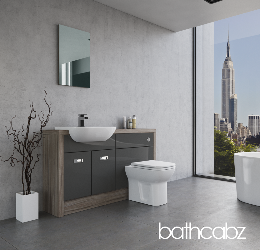ATHENA DRIFTWOOD BASE UNITS BATHROOM FITTED FURNITURE