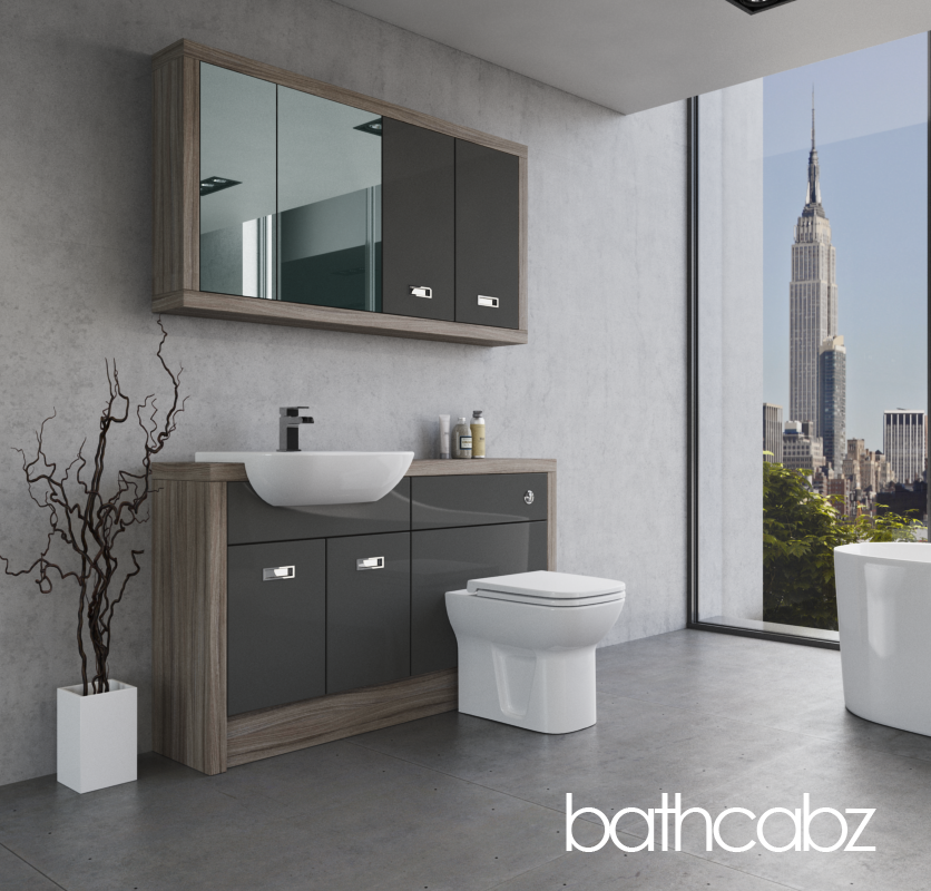 ATHENA DRIFTWOOD BASE & WALL UNITS BATHROOM FITTED FURNITURE