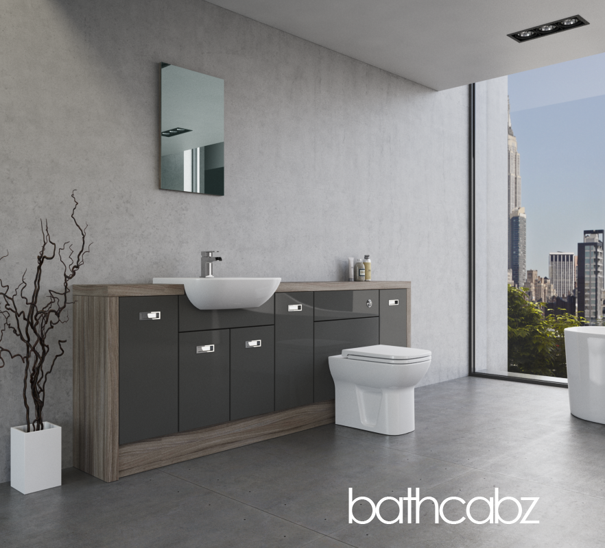 ATHENA DRIFTWOOD BASE UNITS BATHROOM FITTED FURNITURE
