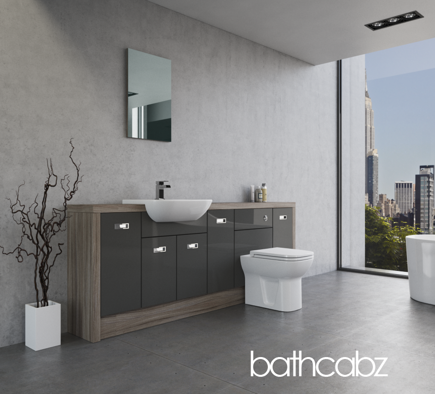 ATHENA DRIFTWOOD BASE UNITS BATHROOM FITTED FURNITURE
