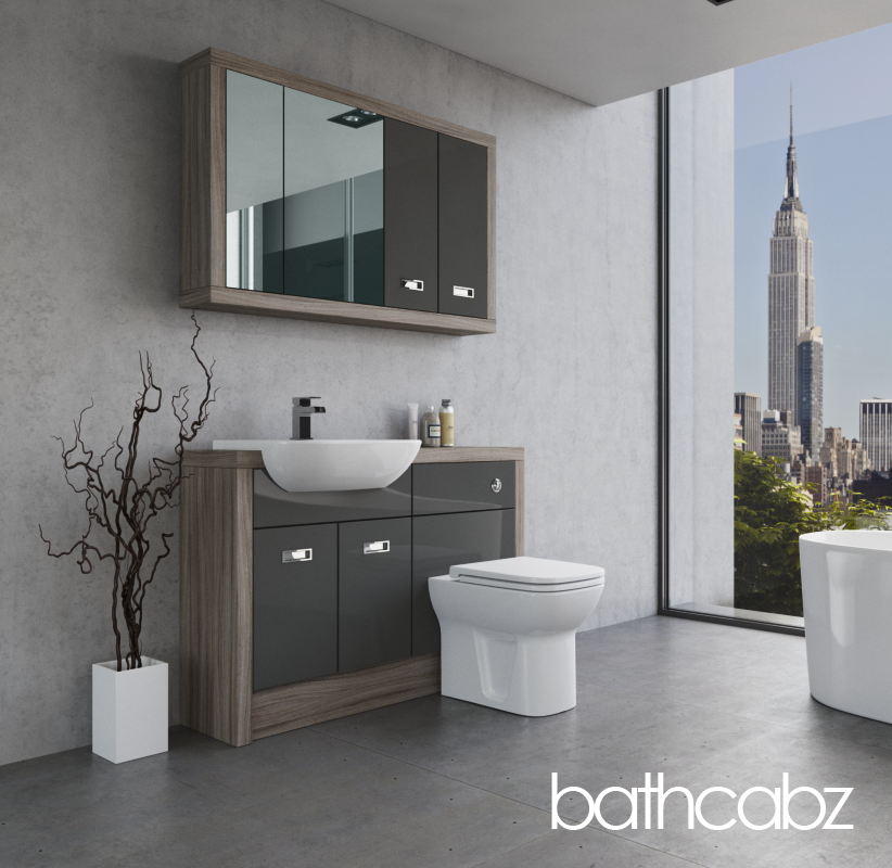 ATHENA DRIFTWOOD BASE & WALL UNITS BATHROOM FITTED FURNITURE