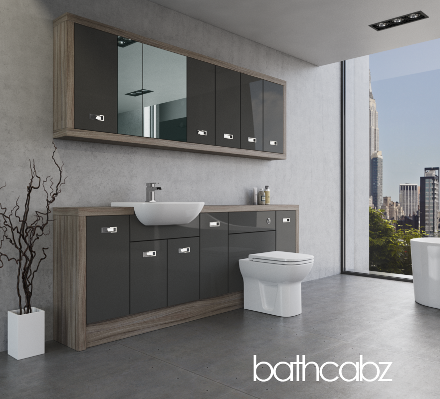ATHENA DRIFTWOOD BASE & WALL UNITS BATHROOM FITTED FURNITURE