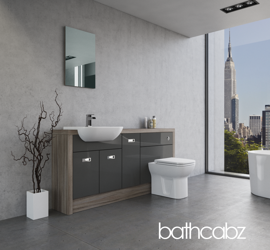 ATHENA DRIFTWOOD BASE UNITS BATHROOM FITTED FURNITURE