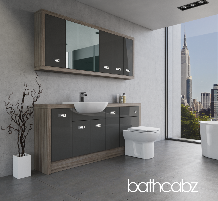 ATHENA DRIFTWOOD BASE & WALL UNITS BATHROOM FITTED FURNITURE