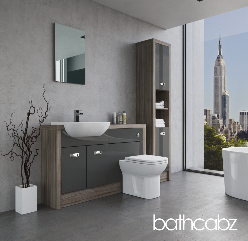 ATHENA DRIFTWOOD BASE & TALL UNIT BATHROOM FITTED FURNITURE