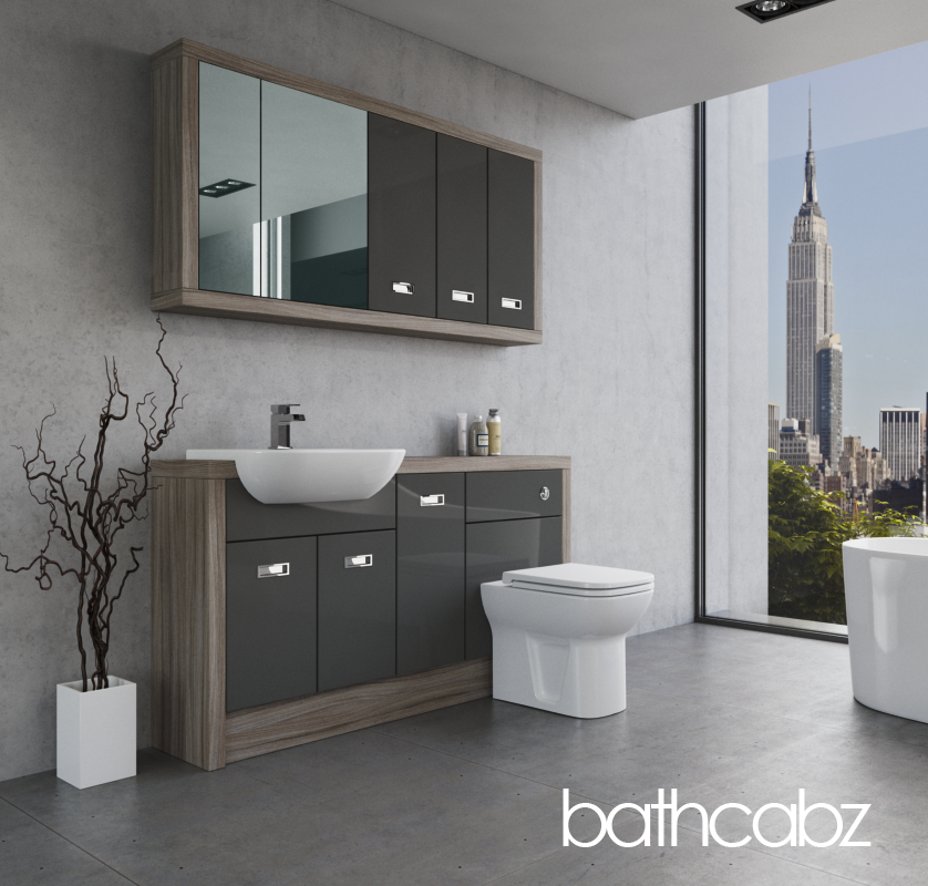 ATHENA DRIFTWOOD BASE & WALL UNITS BATHROOM FITTED FURNITURE