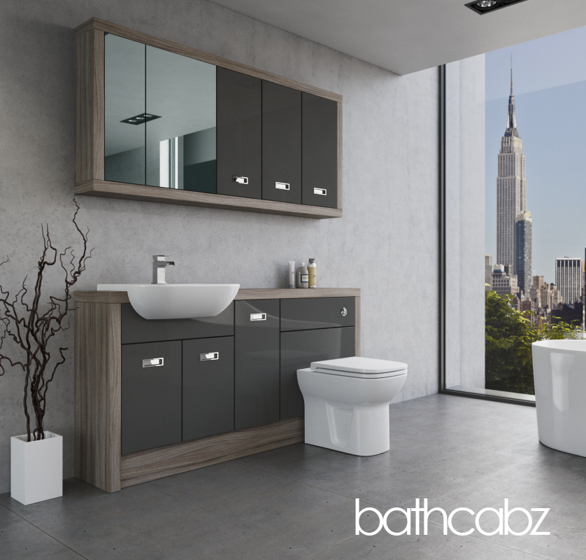 ATHENA DRIFTWOOD BASE & WALL UNITS BATHROOM FITTED FURNITURE