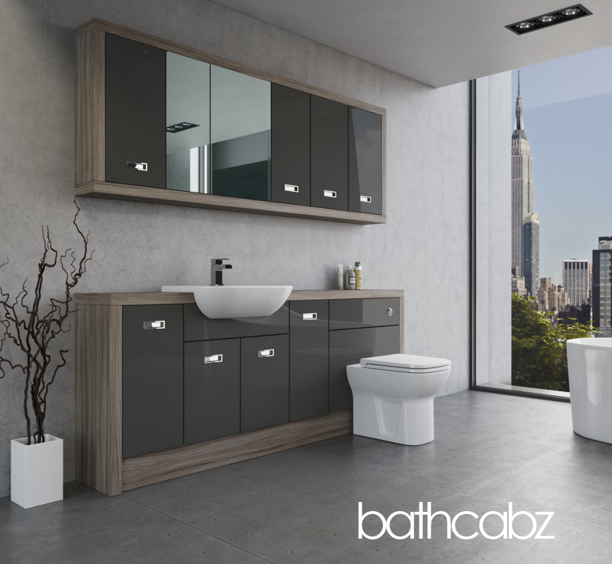 ATHENA DRIFTWOOD BASE & WALL UNITS BATHROOM FITTED FURNITURE