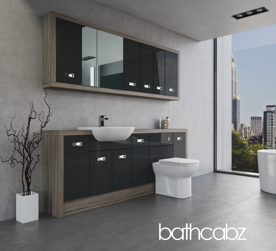 ATHENA DRIFTWOOD BASE & WALL UNITS BATHROOM FITTED FURNITURE