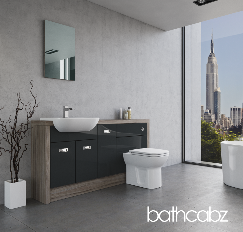 ATHENA DRIFTWOOD BASE UNITS BATHROOM FITTED FURNITURE