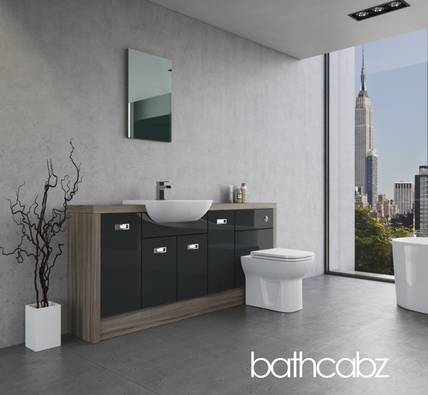 ATHENA DRIFTWOOD BASE UNITS BATHROOM FITTED FURNITURE