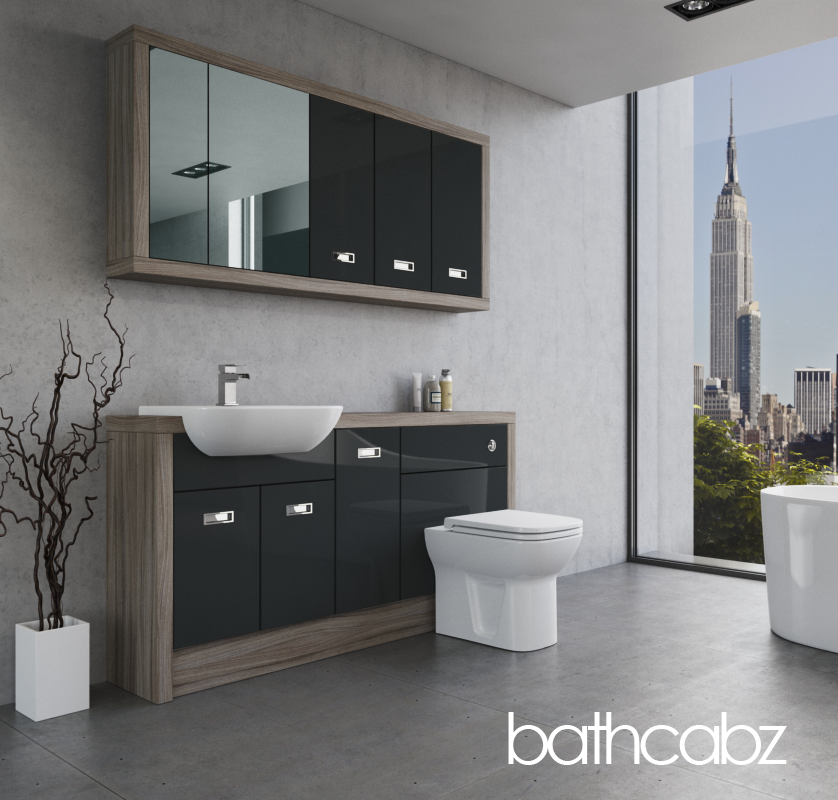 ATHENA DRIFTWOOD BASE & WALL UNITS BATHROOM FITTED FURNITURE