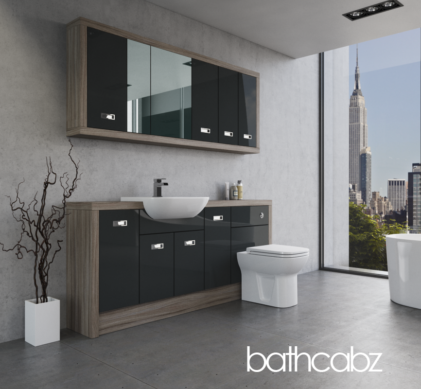 ATHENA DRIFTWOOD BASE & WALL UNITS BATHROOM FITTED FURNITURE