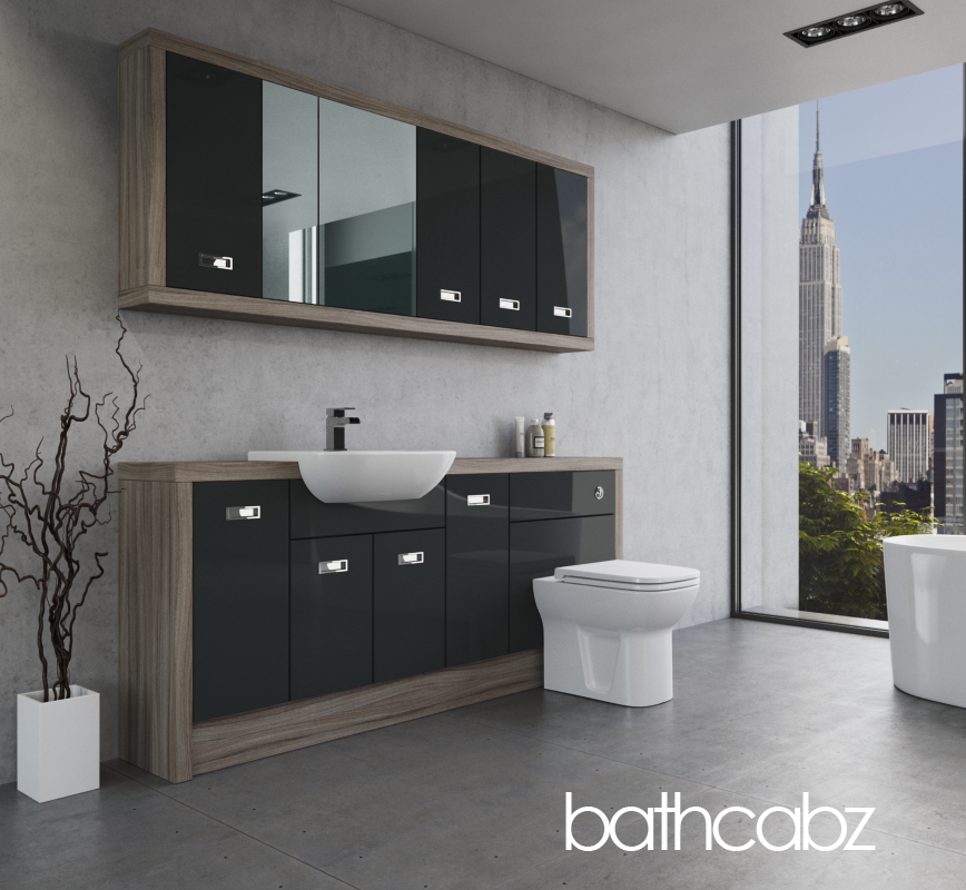 ATHENA DRIFTWOOD BASE & WALL UNITS BATHROOM FITTED FURNITURE