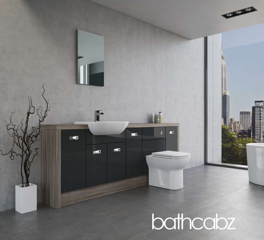 ATHENA DRIFTWOOD BASE UNITS BATHROOM FITTED FURNITURE