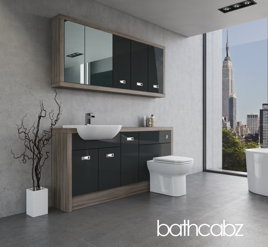 ATHENA DRIFTWOOD BASE & WALL UNITS BATHROOM FITTED FURNITURE