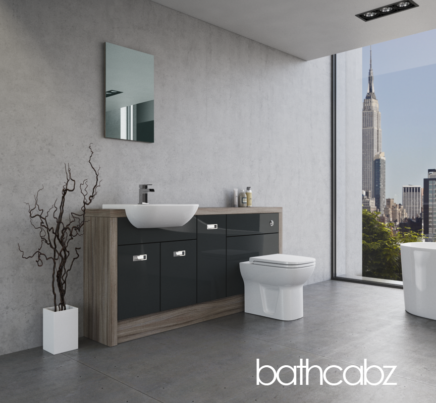 ATHENA DRIFTWOOD BASE UNITS BATHROOM FITTED FURNITURE