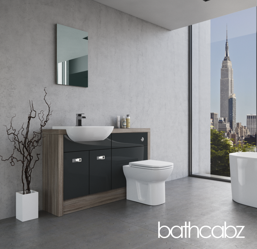 ATHENA DRIFTWOOD BASE UNITS BATHROOM FITTED FURNITURE