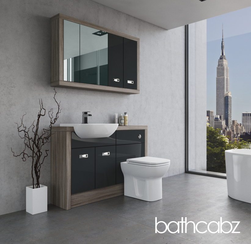 ATHENA DRIFTWOOD BASE & WALL UNITS BATHROOM FITTED FURNITURE