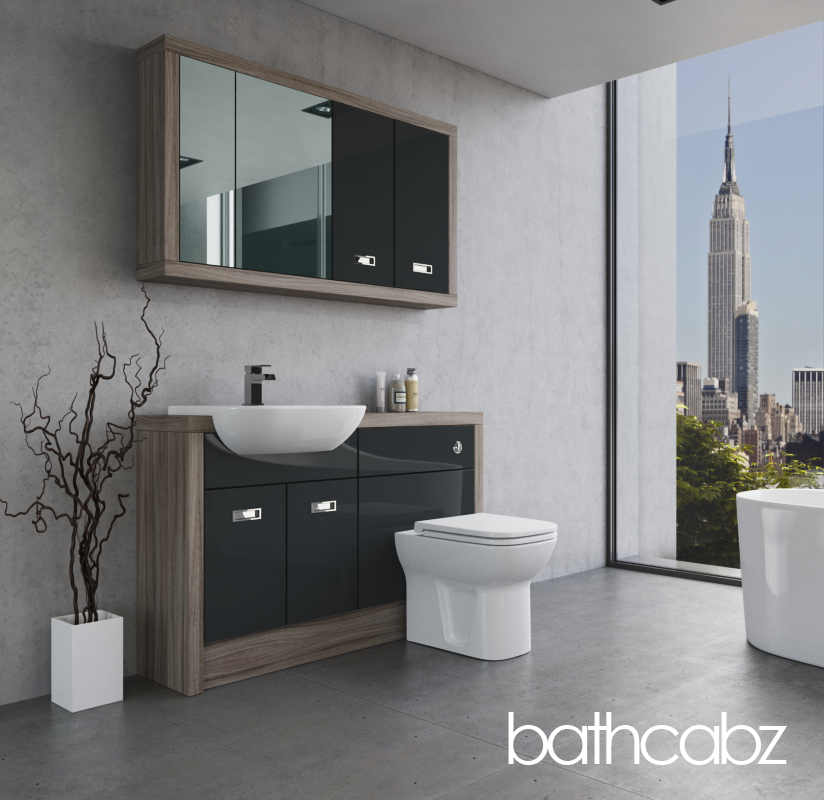ATHENA DRIFTWOOD BASE & WALL UNITS BATHROOM FITTED FURNITURE